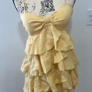 Elegant‎ Yellow Ruffle Mini Dress